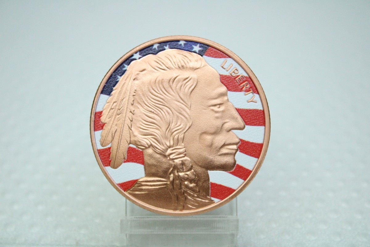 Roll of 20 Indian Head Buffalo Colorized Coin 1 AVDP OZ .999 Fine