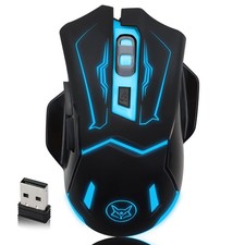 Wireless Gaming Mouse, Silent Click Wireless Rechargeable Mice with Colorful ...