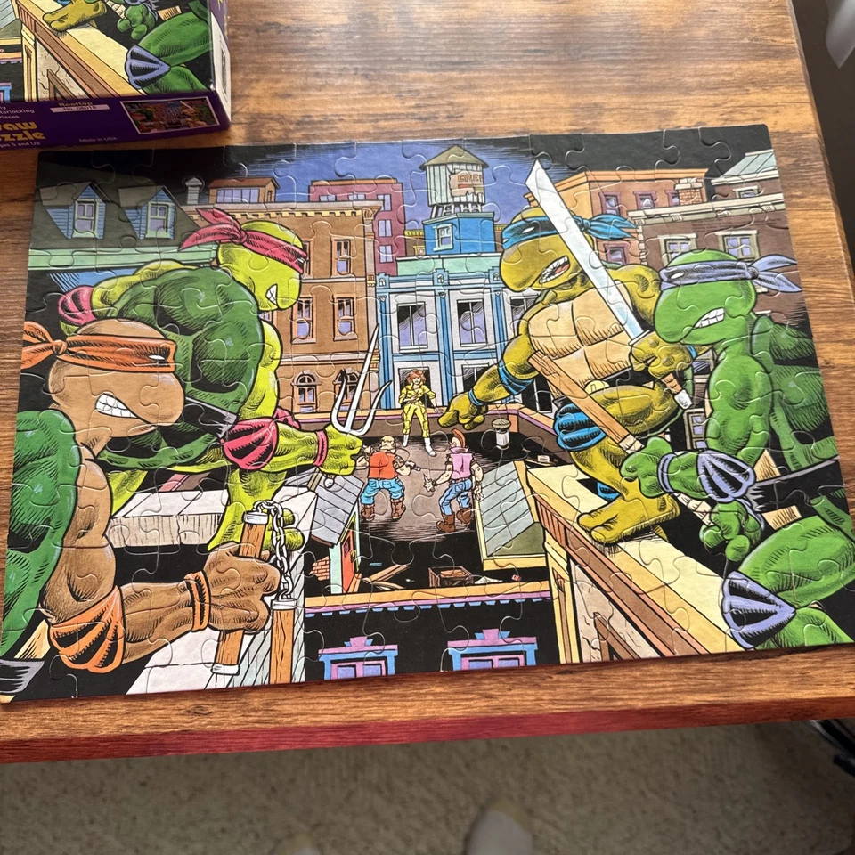 Casa en la azotea Teenage Mutant Ninja Turtles 1987 vintage 100 piezas Puzzle Completo Foto 3 de 4