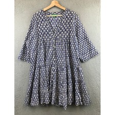 J. CREW Womens Cotton Voile Button Front Cover-Up Dress Blue Stamp Floral XL