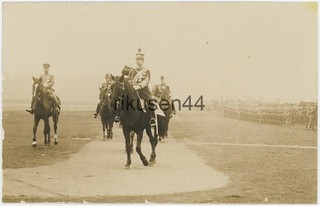 Original Japanese Army Photo Emperor Hirohito Reviewing Troops c.1930's X00