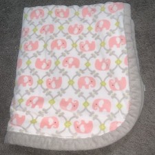 Blankets And Beyond Elephants Baby Blanket Pink Gray Fleece Plush Crib