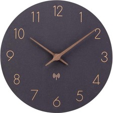 Wanduhr Funk leise 30cm MDF Holz modern Uhr ohne Tickgeräusch Batterie