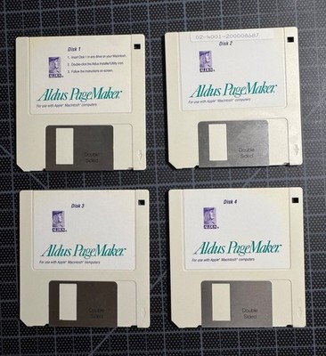 ALDUS PAGEMAKER 4.0 - Vintage Macintosh Software 3.5'' Floppy Disk 1991 w/ Key