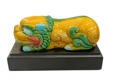 Vintage chinesische Wächterlöwe Keramik Figur Foo Skulptur Feng-Shui-Deko