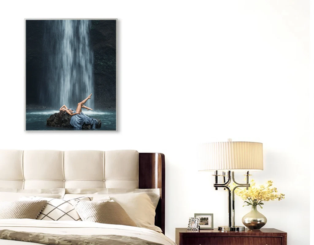 Wasserfall Frau Kunst Poster Wanddeko AI Dateiformat