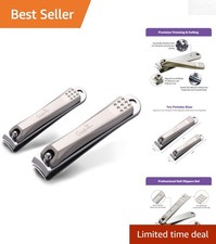 Stainless Steel Fingernail and Toenail Clippers - Built-in File for Perfect Care
