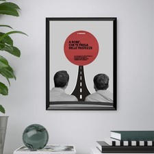 Il Sorpasso - Quadro stampa illustrazione Film Cinema Italiano Vintage + Cornice