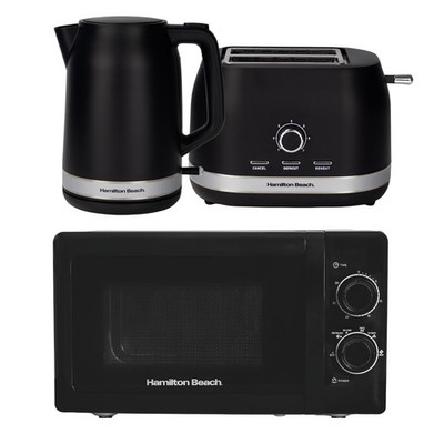 Wasserkocher, Toaster & Mikrowelle Set, Ella Collection by Hamilton Beach, schwarz