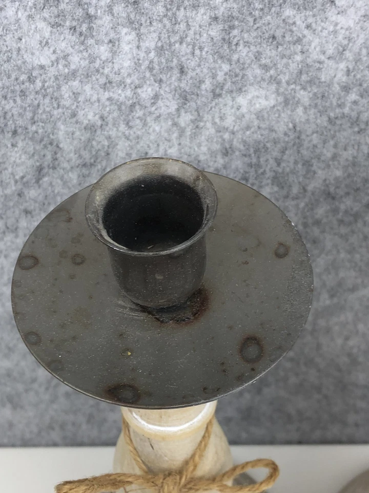 Par de Candelabros de Madera con Corazones Blancos Colgantes Rústicos Shabby Chic Foto 4 de 4