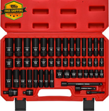 49PC 3/8 Drive Impact Socket Set SAE Metric 6 Point CRV Steel Sockets Kit
