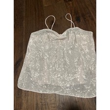 Vintage 90s VS Floral Camisole Top Pink White Satin M no tags