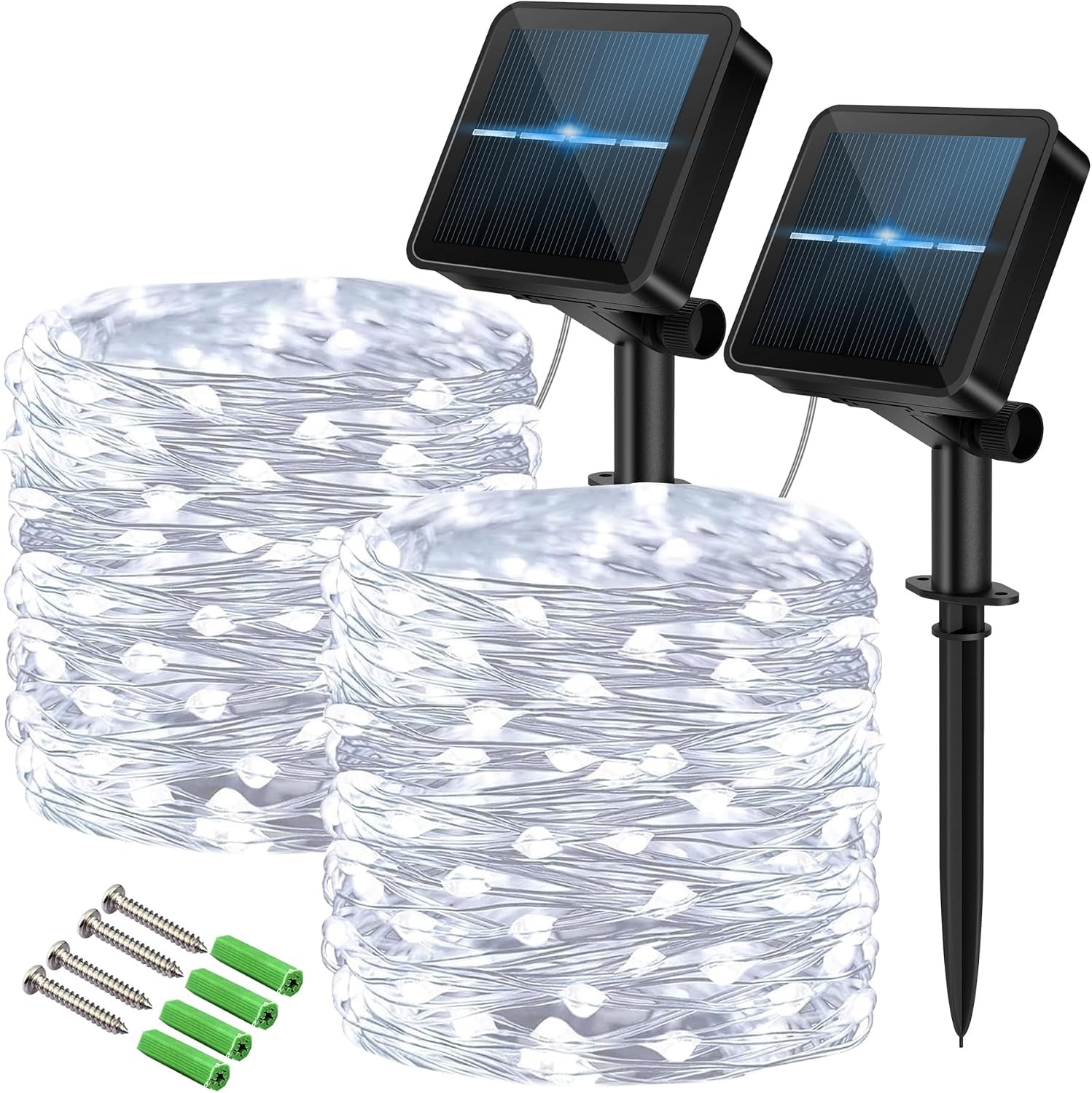 120 LED Solar Fairy Lights Outdoor, 2 Pack Total 24M/ 80Ft 2P, Cold White - Image 2