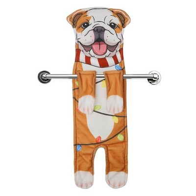 Christmas English Bulldog Dog Gifts Hand Towels Funny Cute Dog Kitchen Towels...