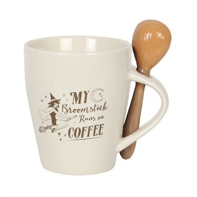 Tasse My Broomstick Runs On Kaffeebecher und Löffel
