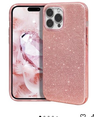 iPhone 15 Pro Glitter Case - Sparkly Pink Protective Cover, 3-Layer Shockproof