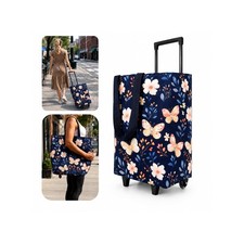 Rolling Shopping Tote Bag with Wheels, Foldable Grocery Cart Bag, Collapsible...