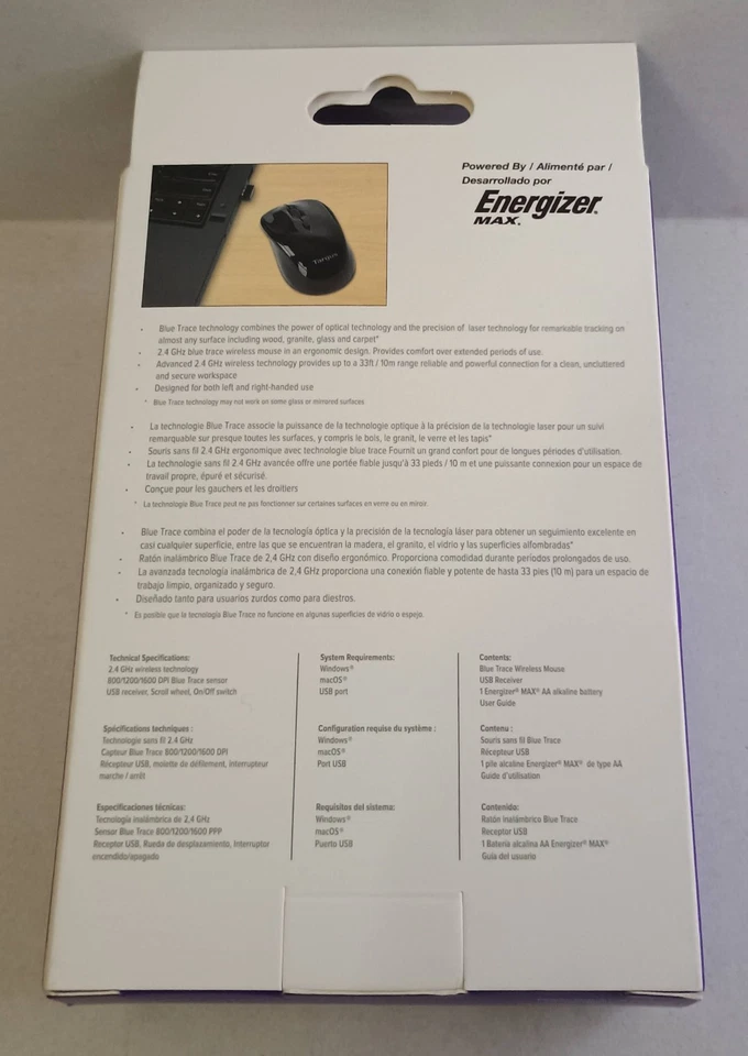 Targus Blue Trace 2.4 GHz Wireless Mouse Black AMW50US  New - Image 2 of 3