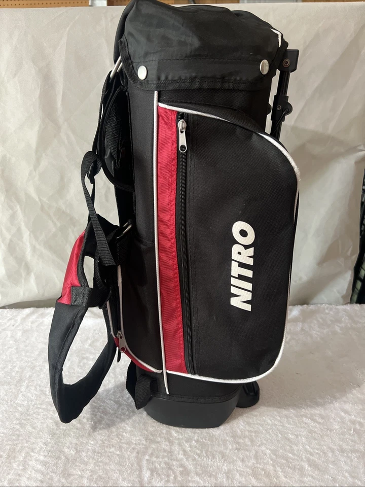 Nitro Kids Youth 4-Way Golf Stand Bag With Dual Carry Strap Red Black White 22” - Image 4 of 4