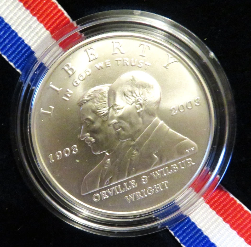 2003 P First Flight Centennial Silver $1 Dollar Uncirculated w/Box&COA - Image 2 of 3