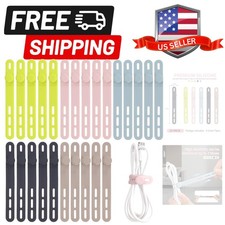 25 Pcs Silicone Cable Ties, Cable Ties Reusable, High Elasticity Cord Wraps f...