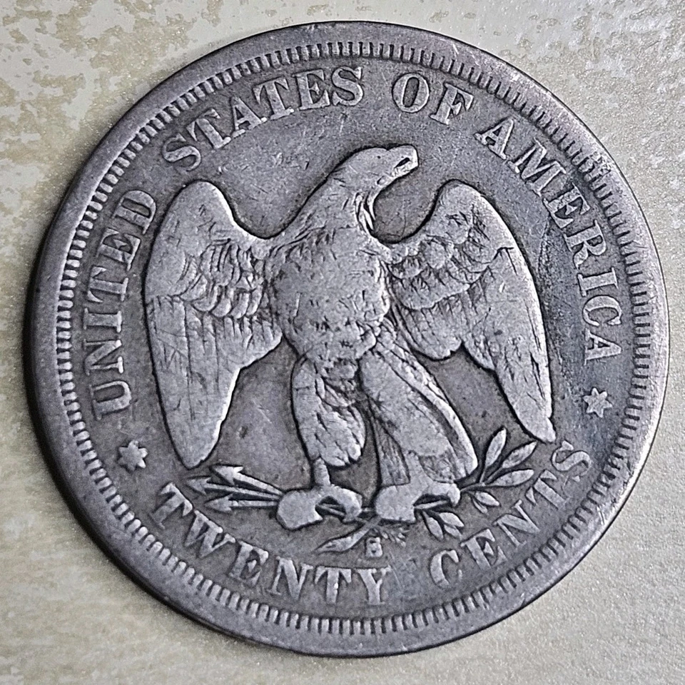 1875-S Seated Liberty Twenty Cent Piece 20c Fine F Almost VF Very Fine Original - Image 2 of 3