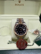 Rolex Datejust 36 116201 Steel & 18K Everose Rose Gold Black Concentric Dial