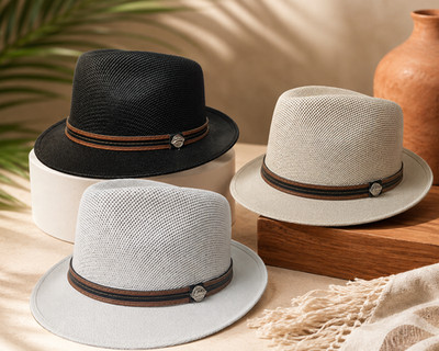 Hand made Short Brim Hard Straw Fedora Hats Men & Women