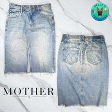 MOTHER Superior Women's 25 The Ditcher Midi Skirt Fray Didn't I Warn You Denim