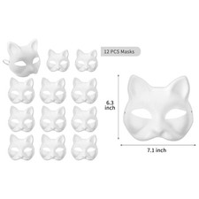 Therian Masks White Paper Cat Masks to Painted Animal Cosplay Facemask Masque...