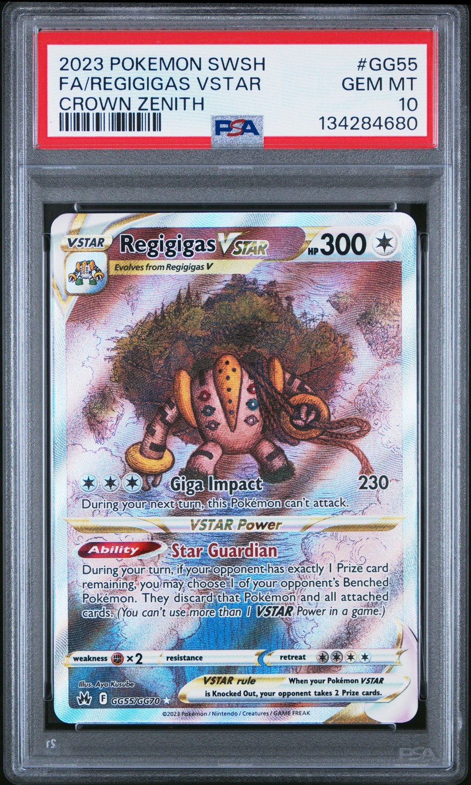 2023 POKEMON SWORD & SHIELD CROWN ZENITH #GG55 FULL ART/REGIGIGAS VSTAR PSA 10