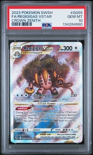2023 POKEMON SWORD & SHIELD CROWN ZENITH #GG55 FULL ART/REGIGIGAS VSTAR PSA 10