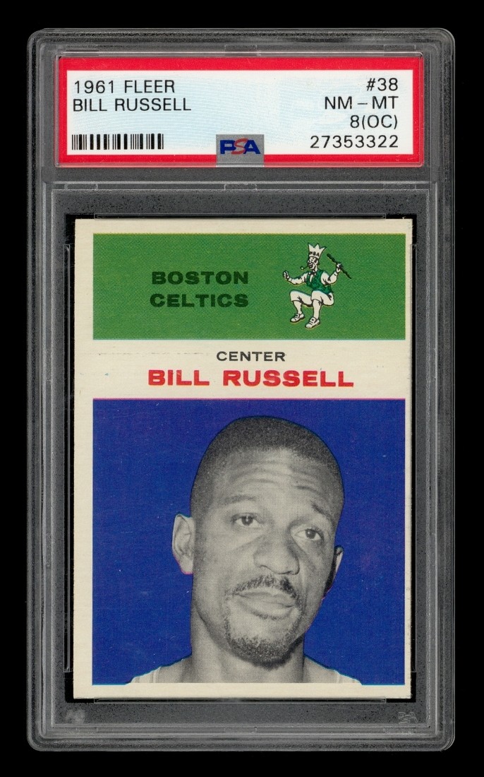 1961-62 Fleer Set-Break # 38 Bill Russell PSA 8 NM-MT (OC) view 1