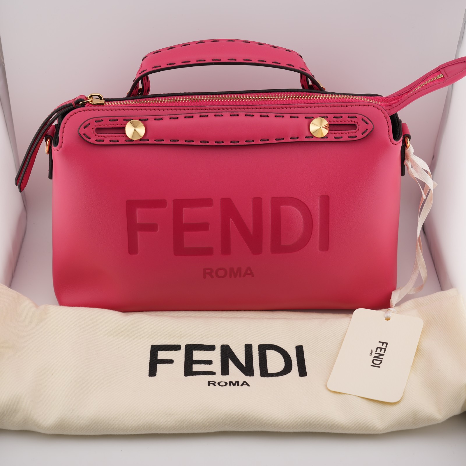 Fendi By The Way Medium Pink Leather Embossed Logo