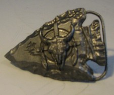 Rare Vintage 1988 Siskiyou Arrowhead Belt Buckle Buffalo Skull Native American
