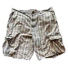 Y2K Baggy Skater Plaid Cargo Shorts Reunion Brand Size 38