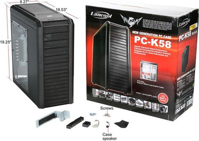 LIAN LI Lancool PC-K58W Black 0.8 mm SECC, Plastic + Mesh ATX Mid Tower Computer