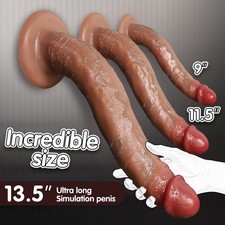 Long Liquid Silicone Realistic Dildo Skin Feeling Huge Big Penis Suction Sex Toy