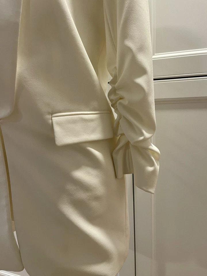 Blazer para mujer Gianni Bini blanco brazo holgado talla 0 chaqueta manga 3/4 frente abierto Foto 3 de 4