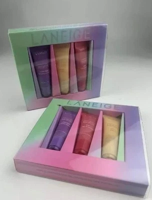 LANEIGE On the Glow Lip Balm Trio 10g each in Berry, Gummy Bear, Vanilla BOXED