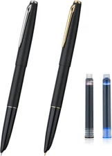 2PCS Jinhao 911 Fountain Pen Extra Fine Nib, Matte Black with Gold & Silver Trim