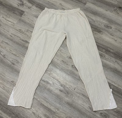 Oh My Gauze! Women's Boho Oversized Pants In Ivory Elastic Waist Size 2 NEW