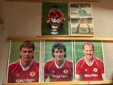 Manchester United Signed Posters ROBSON/HUGHES/PHELAN/McCLAIRE/LEIGHTON