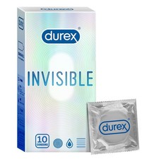 Durex Invisible Super Ultra Thin Condoms for Men - 10 1 Count Pack of 10