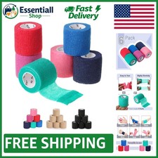 Self-Adhesive Bandage Wrap 2" x 5 Yards, Assorted Colors - 6 Pack for All Needs