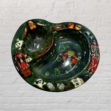 Vintage Spooky Swamp Chip And Dip Molded Plastic Halloween Serving Bowl Dish