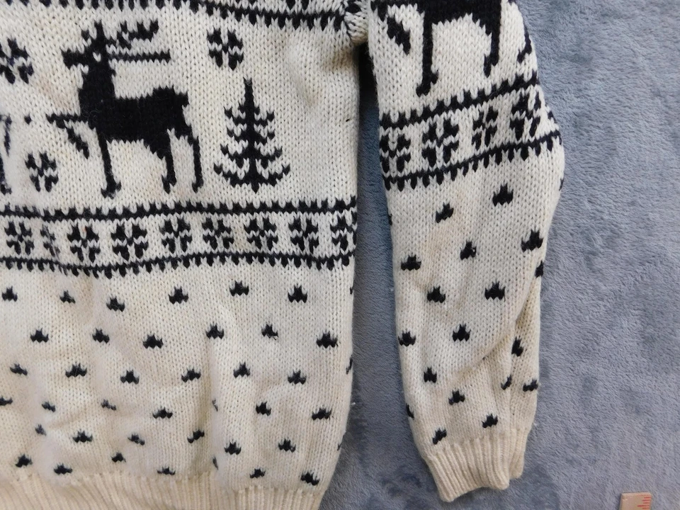 复古 United Colors of Benetton 毛衣男式小号羊毛驯鹿意大利制造 — 第 3/4 张图片