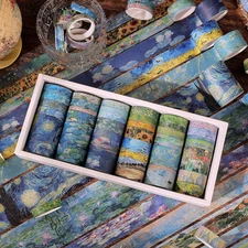 32 Rolls Washi Tape Set, Oil Painting Decorative Masking Tape, Van Gogh Adhes...