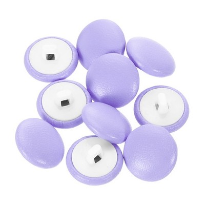 25pcs 15mm PU Leather Round Buttons with Shank, for Purple