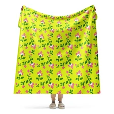 carnation pattern yellow Sherpa blanket